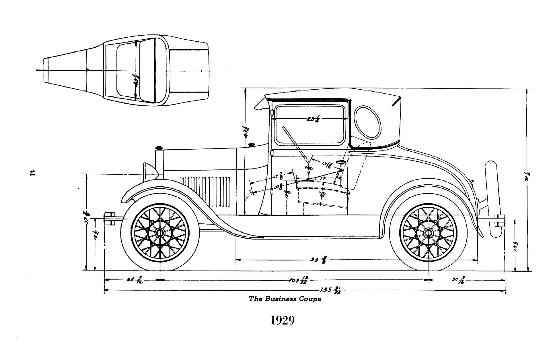 1929 Ford model body dimensions
